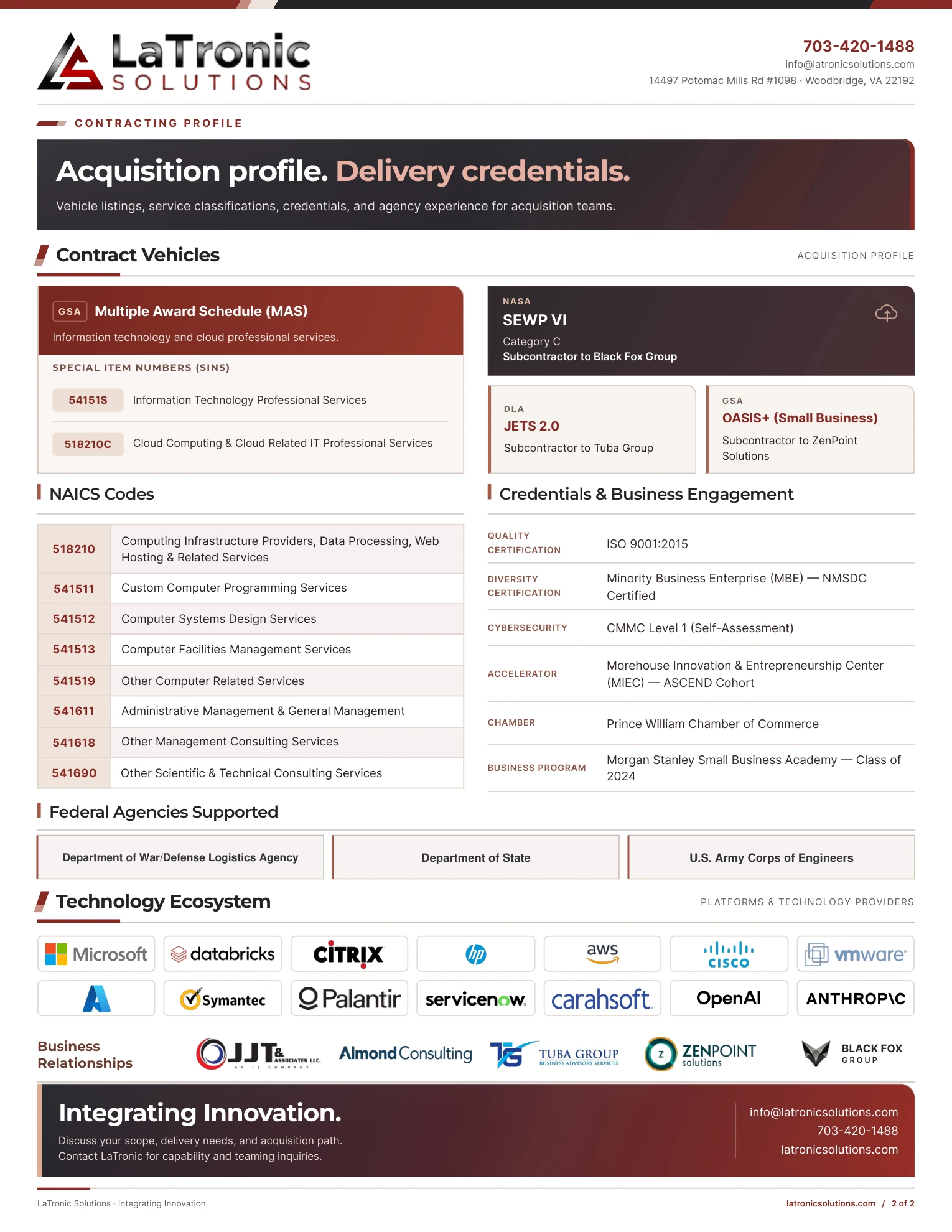LaTronic Solutions 2026 capability statement page 2