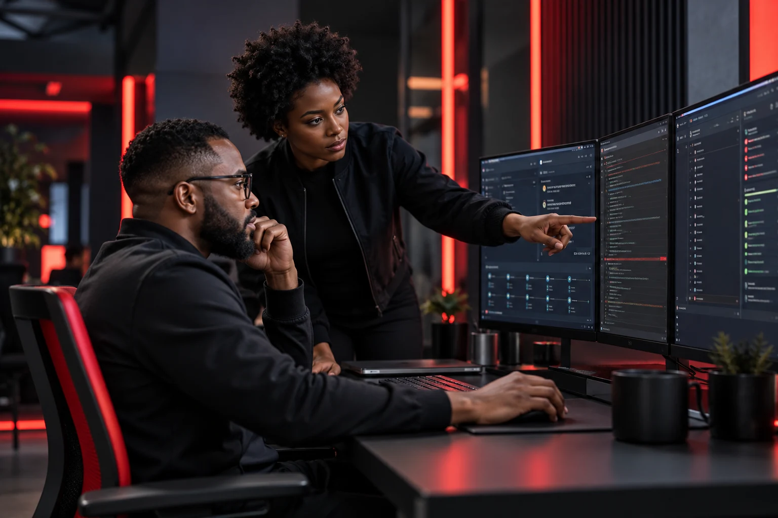 Engineers reviewing a secure software release pipeline